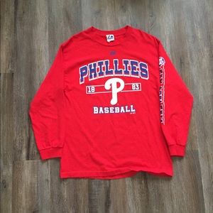 Red Majestic Philadelphia Phillies Longsleeve